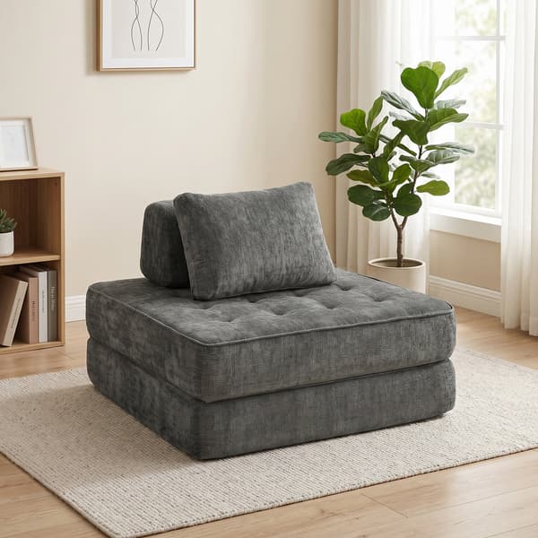 2-in-1-makuutuoli - Chenille-alaistuin | Väri: Harmaa | Mitat: 97x97x70 cm