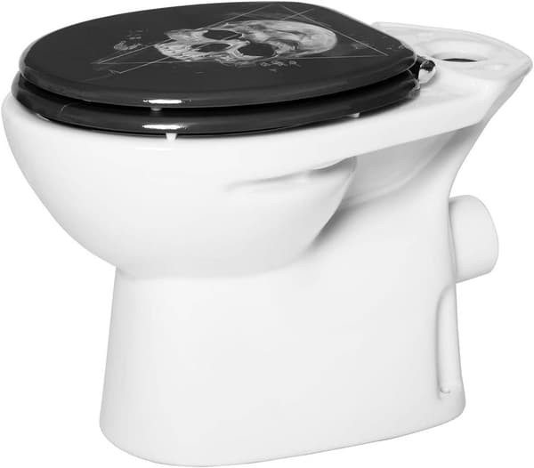 MDF-wc-istuin pehmeällä kallo-kuviolla | Musta