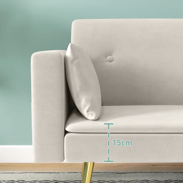 2 pers. sovesofa - Justerbar fløjlssofa | Farve: Grå | Mål: 181x73x78,5 cm