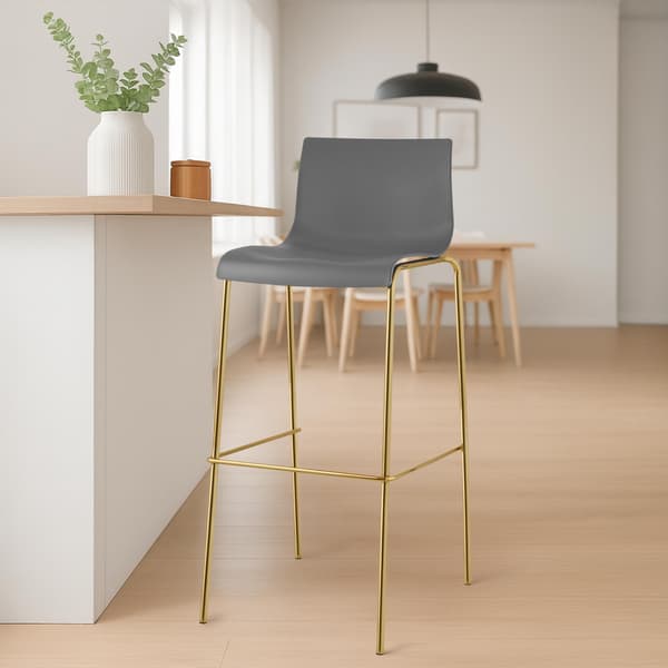 Sæt med 2 barstole Hover - plastik | Farve: grå | Mål: 43x48x100 cm