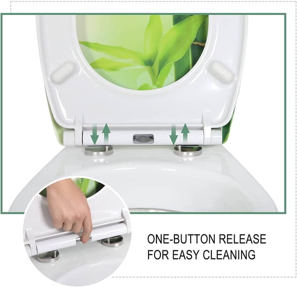 Toiletsæde med soft close og quick release | Grøn bambus
