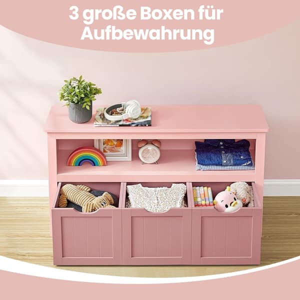 Barnbokhylla - rosa - MDF - 30 x 102 x 60 cm
