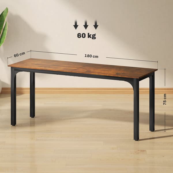 Computerbord, rustikt design | Farve: Brun, Sort | Mål: 180x60x75 cm