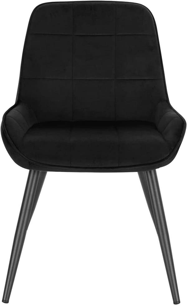 Sæt med 4 spisestuestole med fløjlspolstring og ryglæn | Sort | 38x43x81,5 cm