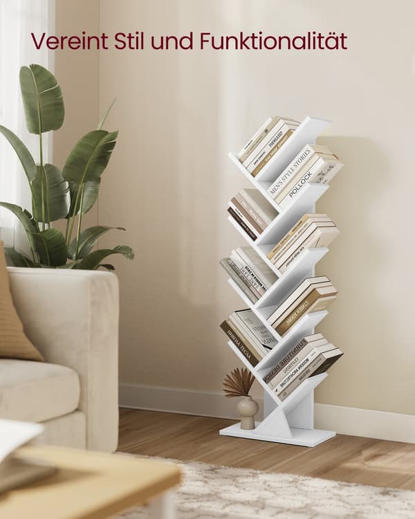 Træformet reol til pladsbesparende opbevaring | Sky hvid | 38x20x115,2 cm