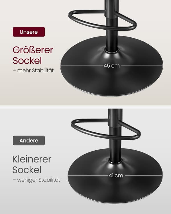 Grå justerbara barstolar set om 2 - PU, metallram - 47 x 41 x 89-110 cm