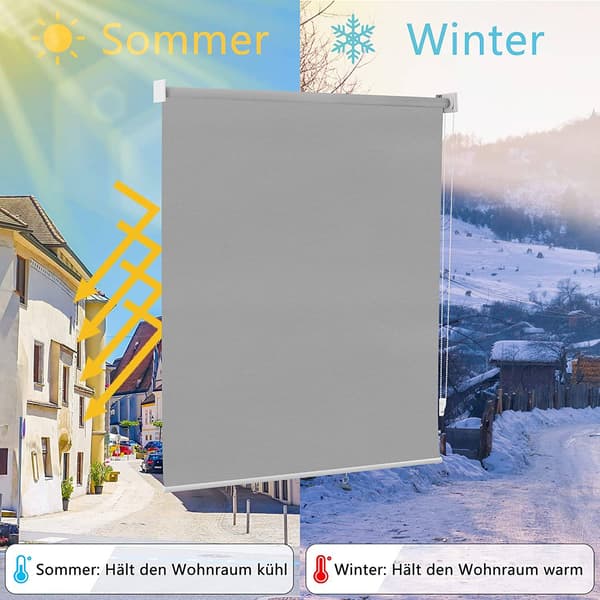 Lodrette udendørs solgardiner til altan | Grå | 140x140 cm