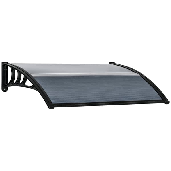 Polycarbonat markise til dør og vindue | Farve: Sort, Grå | Mål: 75x100x23 cm