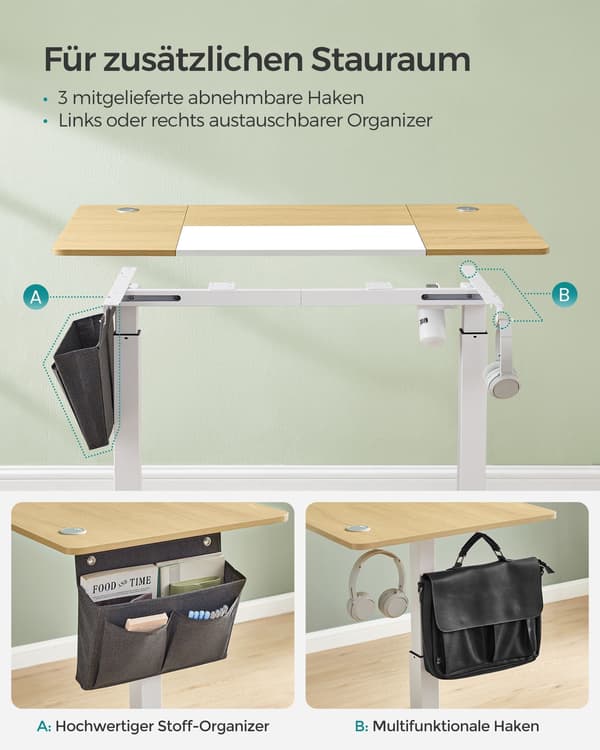 Justerbart elektrisk sidde-stå skrivebord - spånplade stål - 60x140 cm