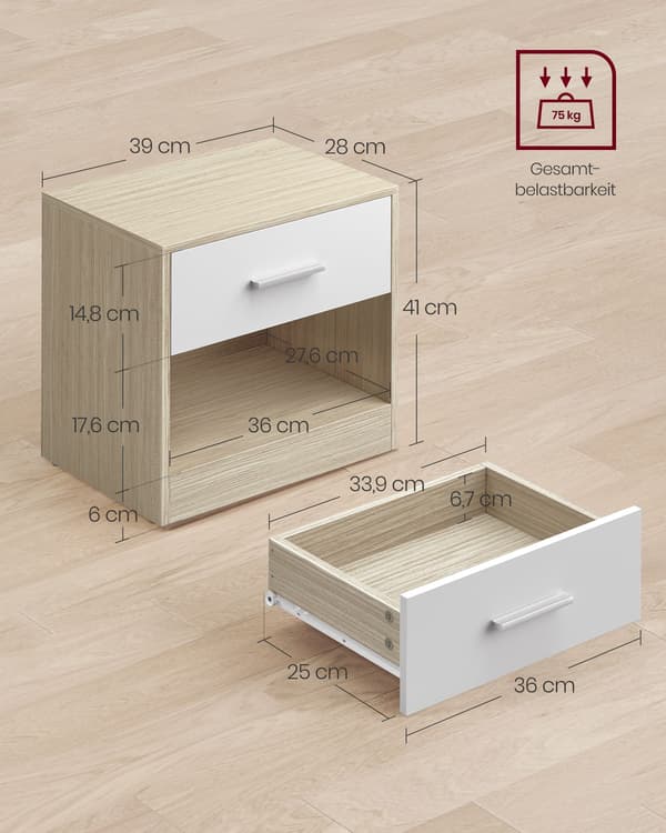 Sidebord sæt af 2 - sengebord - spånplade - 28 x 39 x 41 cm