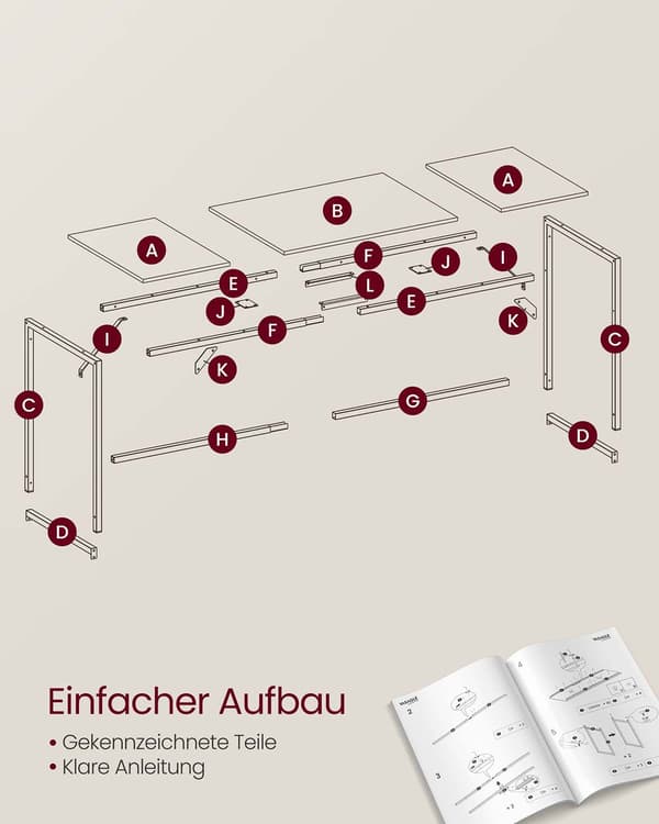 Rustikt skrivebord - brun/sort - spånplade - stål - 60 x 160 x 76 cm