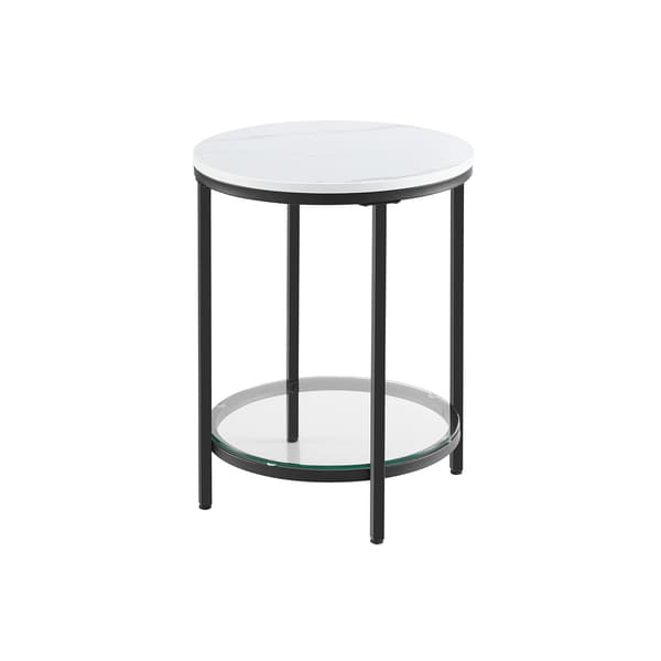 Sidebord 2 plan - hvid marmor look - sort stel - 45 x 55 cm