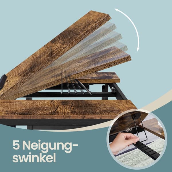 Justerbart laptopbord - sängbord - bärbart - bambu - brun - 71 x 35 x 23 cm