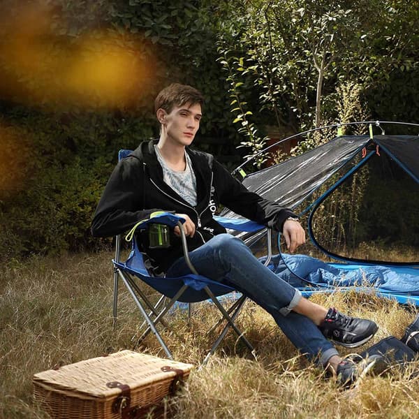 Campingstole sæt af 2, foldbare, lette, blå – 76 x 51,5 x 95,5 cm