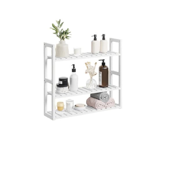 Badrumsställ i bambu med justerbara hyllplan - 60x54x15 cm
