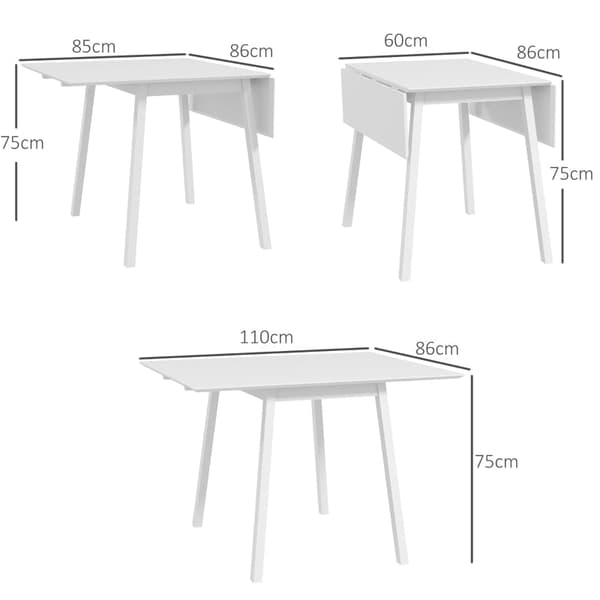 Fällbart matbord - Fällbart träbord | Färg: Vit | Mått: 110x86x75 cm
