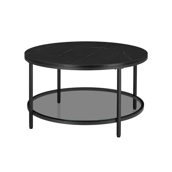 Moderne sofabord med glasplade - sort - 80 x 46 cm