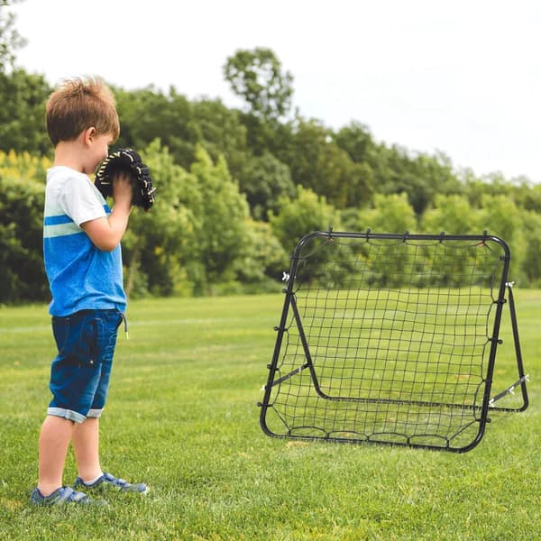Fodbold rebounder - justerbar og foldbar | Farve: Sort | Mål: 80x96x96 cm