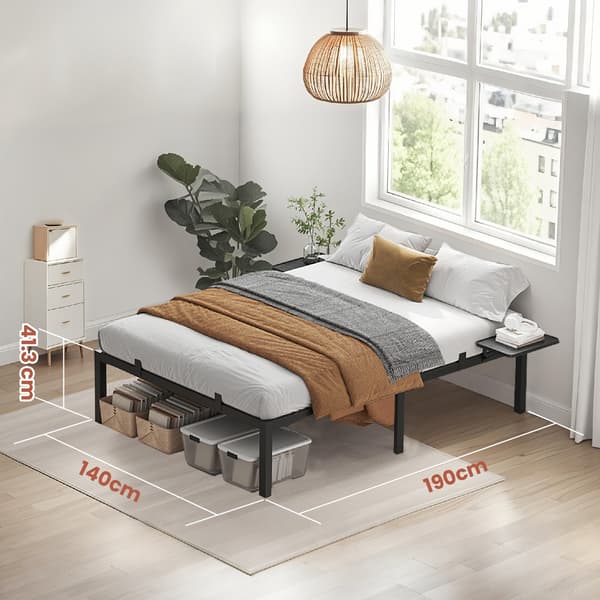 Metal sengeramme sort 190 x 140 cm - robust