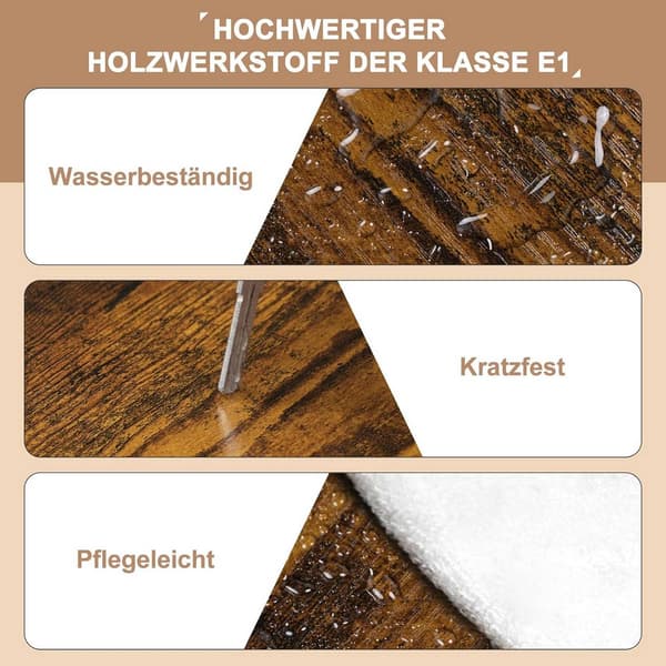 Runt sidobord med 2 hyllplan | Rustik brun | 50x50x53 cm