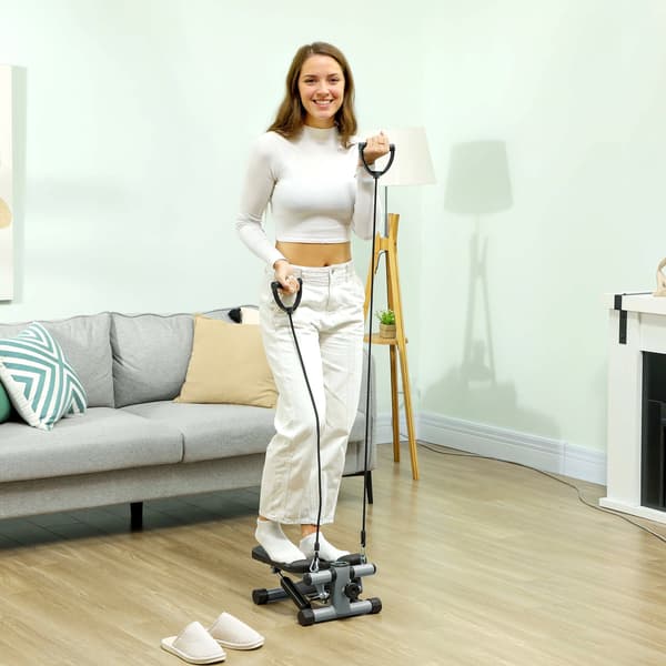 2-i-1 mini stepper med LCD display | Farve: Grå, Sort | Mål: 30,5x41x18,5 cm