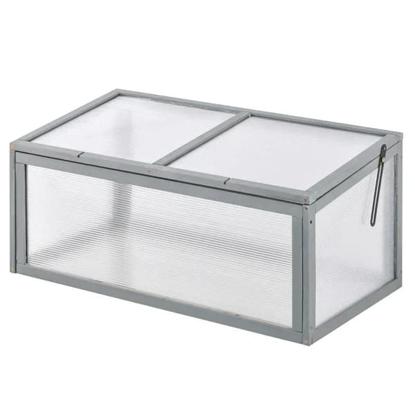Mini drivhus - Træ kold ramme til planter | Farve: Grå | Mål: 46x90x40 cm