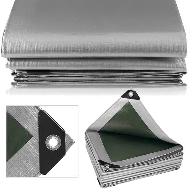 Vedenpitävä pressu 280 g/m² silmukoilla | Harmaa-vihreä | 3x6 m