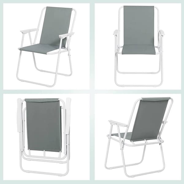 Fällbara campingstolar 2-delade med armstöd | Mörkgrå | 58x53x76 cm