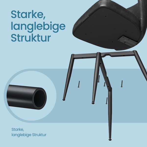 Sæt med 2 spisestuestole - Sort - Komfort og stil