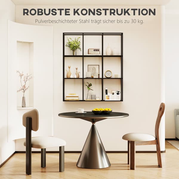 Vægstativ med 9 rum til samleobjekter | Farve: Sort | Mål: 87,5x18x100 cm