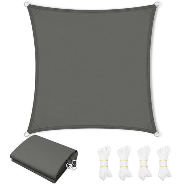 Skuggduk 200 g/m² polyester 95 % UV-skydd | Mörkgrå | 4x4 m