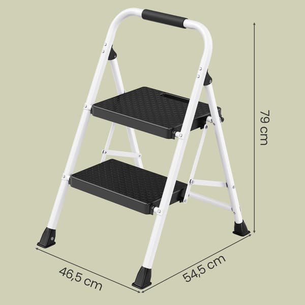 Fällbar 2-stegs trappa av stål | Vit | 54,5x46,5x79 cm