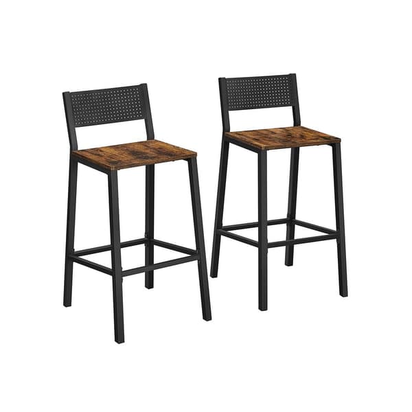 Sæt med 2 barstole - industriel, justerbar, spånplade, stål