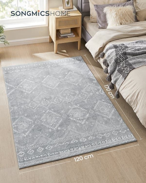 Vaskbart boho tæppe 120 x 170 cm blødt | Lysegrå | 120x170 cm
