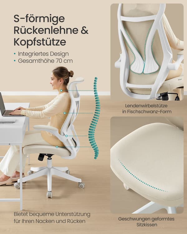 Ergonomisk kontorstol – ryglæn & armlæn – brun