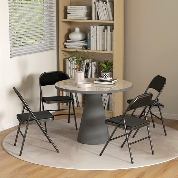 Sæt med 4 sorte klapstole med metalben | Farve: Sort | Mål: 45x46x78 cm