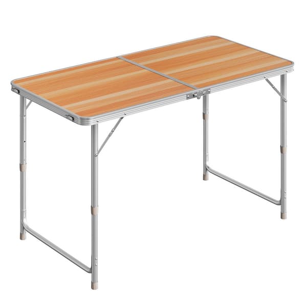 Fällbart campingbord justerbart | Ljus ek | 60x120x55/62/70 cm