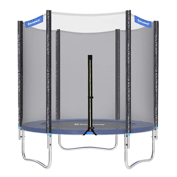 Trampolin med sikkerhedsnet - have - sort/blå - Ø 183 cm