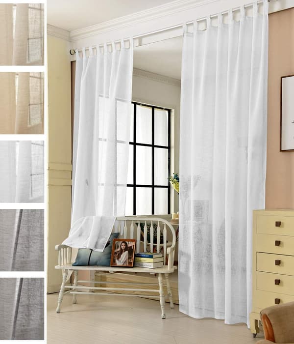 Sheer Loop Gardin i linnelook | Grädde | 140x225 cm