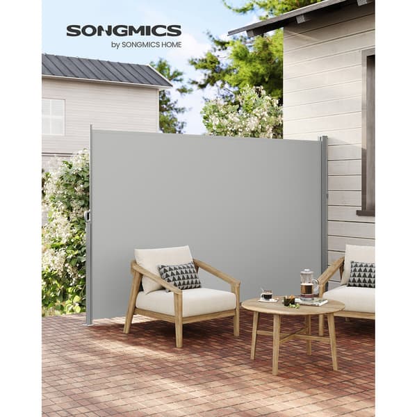 Udtrækbart sidemarkise 200 x 350 cm - stål, polyester - lysegrå