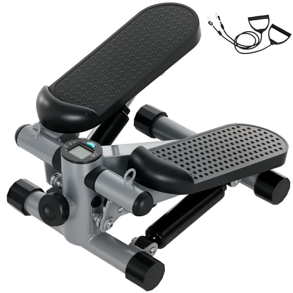 2-i-1 mini stepper med LCD display | Farve: Grå, Sort | Mål: 30,5x41x18,5 cm