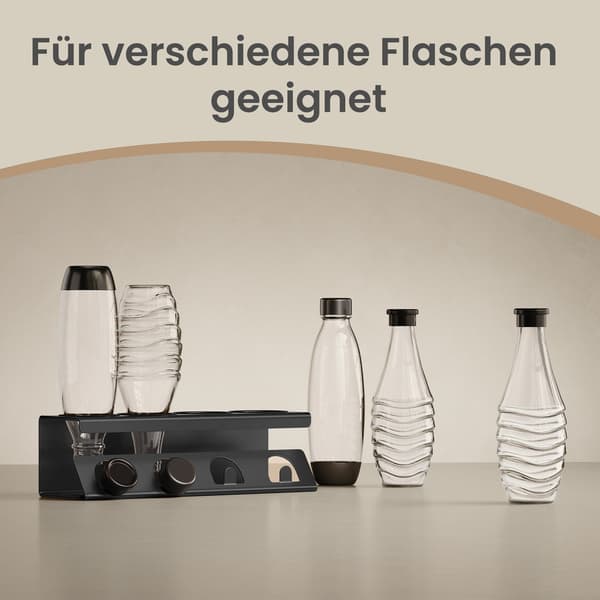 Flaskeholder til 4 flasker | Sort | 40x13,7x11,7 cm