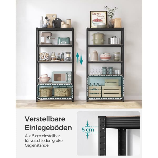 Justerbart opbevaringsstativ - stål- og MDF-stativ - 50x100x200 cm - greige sort