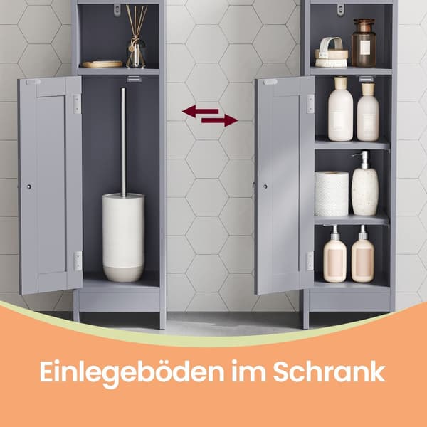 Smalt badeværelsesskab MDF 20 x 18 x 80 cm grå