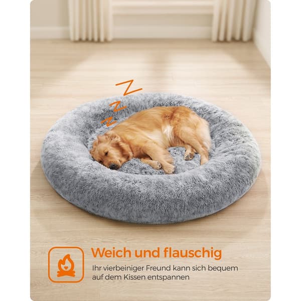 Plüs hundeseng - blød hundepude - grå - 120 x 20 cm