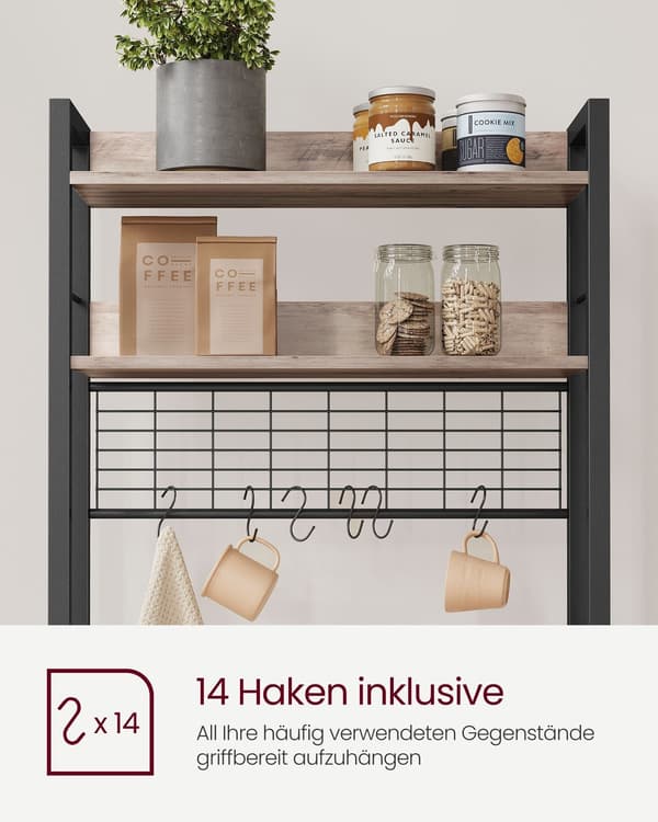 Greige Sort kagehylde i spånplade stål - 40x60x170 cm