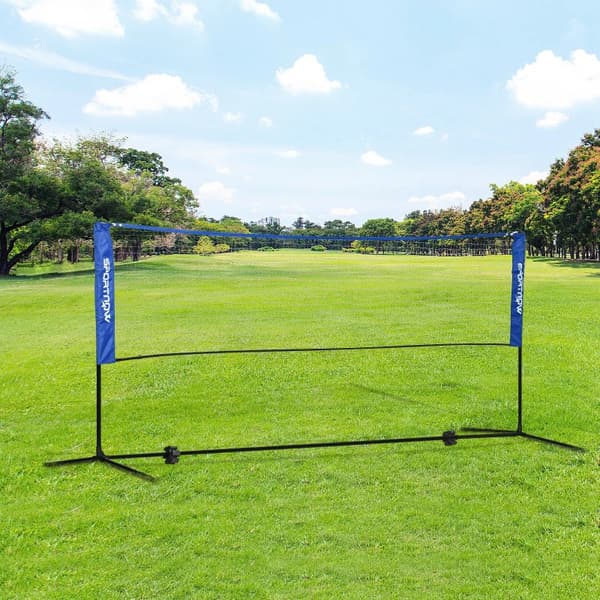 Badmintonnet med stativ, justerbart | Farve: Blå | Mål: 103x310x107-155 cm