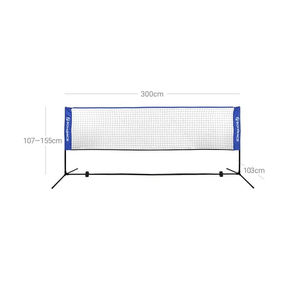 Badmintonnet bærbart udendørs justerbart foldbart sort 300 x 155 x 103 cm