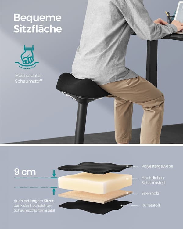 Justerbar ståstol - sort - 58-83 cm - 120 kg
