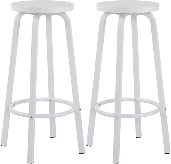 Set med 2 barstolar med rund sits | Vit | 30x30x71 cm
